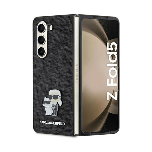 Karl Lagerfeld NFT Saffiano Karl & Choupette Pin Case, Schwarz - Samsung Galaxy Z Fold 5