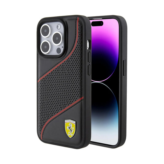 Ferrari Perforated Waves Case, Schwarz – iPhone 15 Pro