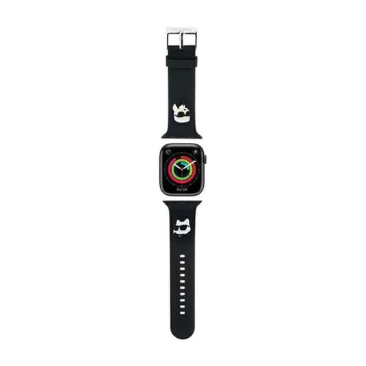 Karl Lagerfeld 3D Rubber Karl & Choupette Heads NFT Apple Watch Armband, Schwarz - 38/40/41 mm
