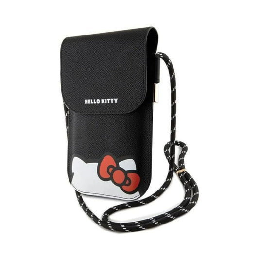 Hello Kitty Umhängetasche aus Leder, Schwarz – One Size