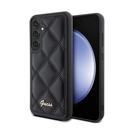 Guess Hülle Gesteppte Metall-Logo Schwarz - Galaxy S23 FE