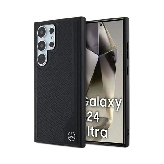 Mercedes Leather Debossed Line MagSafe Hardcase MEHMS24L23RBGVK, Schwarz - Samsung Galaxy S24 Ultra S928