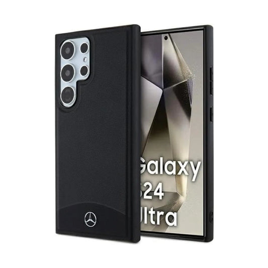 Mercedes Echtleder MagSafe Case, Schwarz Logo - Samsung Galaxy S24 Ultra