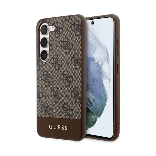 Guess Hülle 4G Bottom Stripe Metall Logo Kollektion Braun - Galaxy S24+