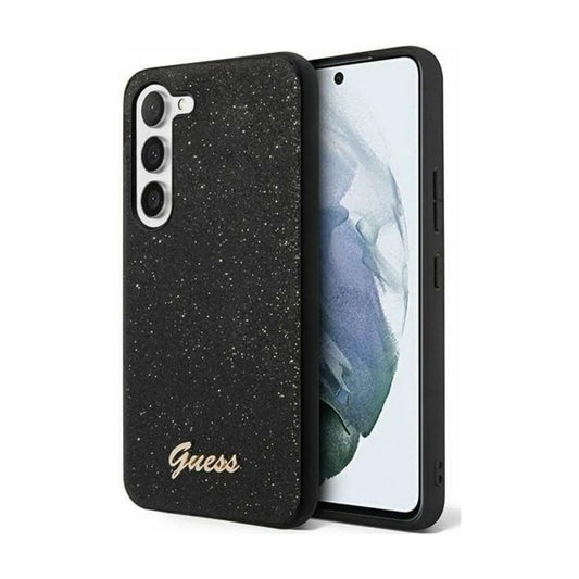 Guess Hülle Glitter Flakes Metall Logo Schwarz - Galaxy S24