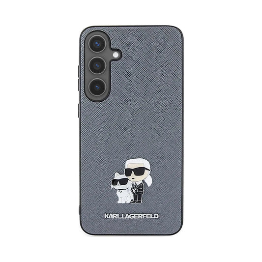 Karl Lagerfeld Saffiano Karl & Choupette Metall Pin Case, Grau - Samsung Galaxy S24