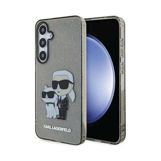 Karl Lagerfeld Glitzer Karl & Choupette Hardcase KLHCS24SHNKCTGK, Schwarz - Samsung Galaxy S24 S921