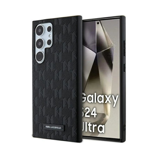 Karl Lagerfeld Hülle Saffiano Monogram Metal Logo Schwarz – Galaxy S24 Ultra