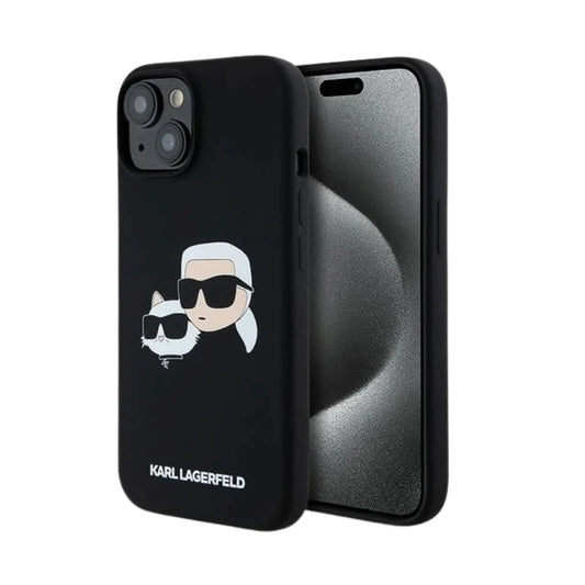 Karl Lagerfeld KLHMP15SSKCHPPLK Silicone Karl & Choupette Case, Transparent – iPhone 15 / 14 / 13