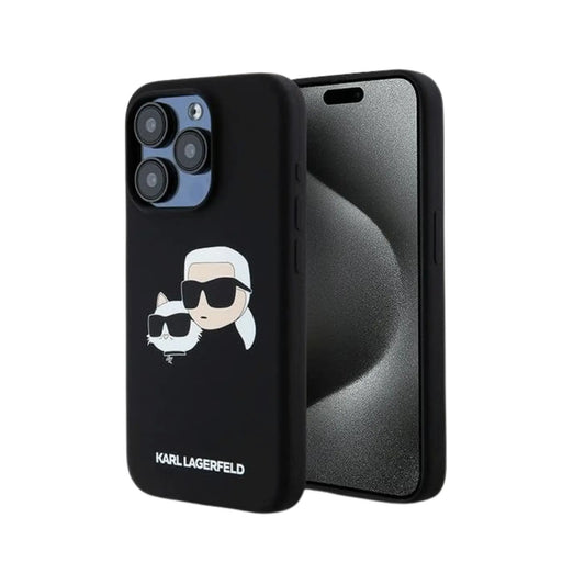Karl Lagerfeld Double Heads Print MagSafe Case, Schwarz – iPhone 15 Pro