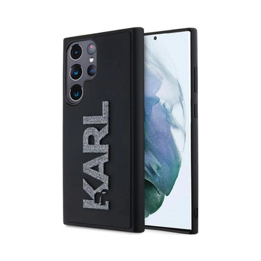 Karl Lagerfeld KLHCS24L3DMBKCK 3D Rubber Glitter Logo Case, Schwarz – Galaxy S24 Ultra