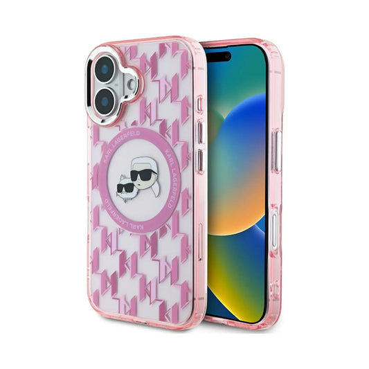 Karl Lagerfeld IML Monogramm Karl & Choupette Hülle Pink für Magsafe – iPhone 16