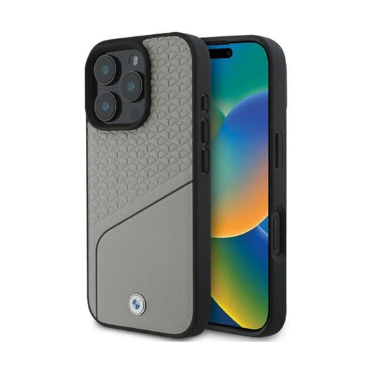 BMW Hülle BMHMP16L23RDCLG Sign Leather Grau für Magsafe – iPhone 16 Pro