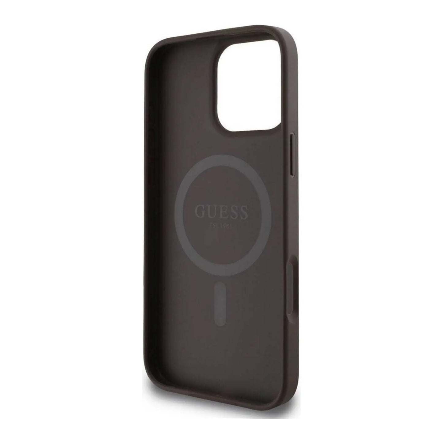 Guess Hülle Hardcase 4G Ring Classic Logo MagSafe Braun – iPhone 16 Pro Max