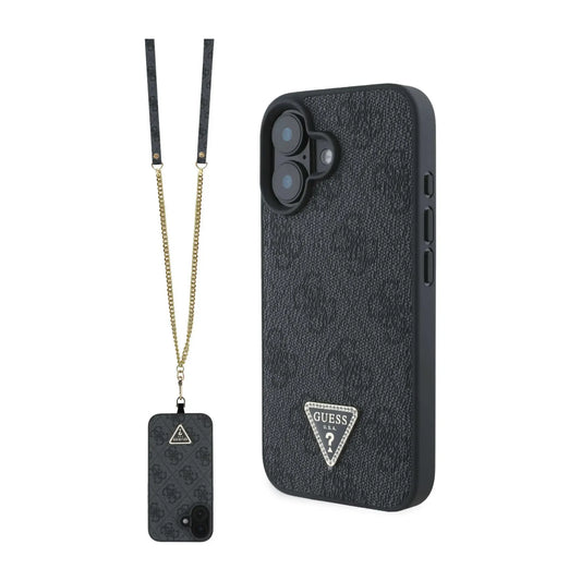 Guess Hülle 4G Strass Dreieck Schwarz - iPhone 16