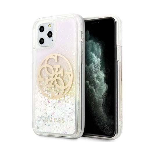 Guess GUHCN58LGIRGP Hülle Liquid Glitter Farbverlauf Rundlogo - iPhone 11 Pro