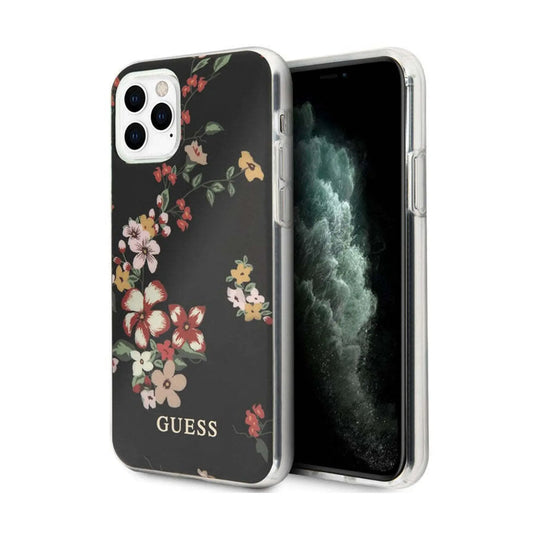 Guess Hülle Flower Shiny Collection N4 Schwarz - iPhone 11 Pro Max