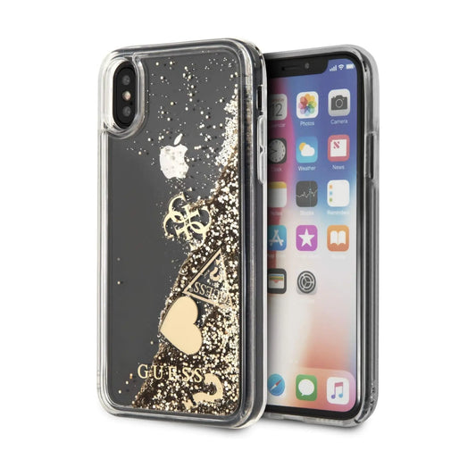Guess Hülle Liquid Glitter Charms Gold - iPhone X / XS