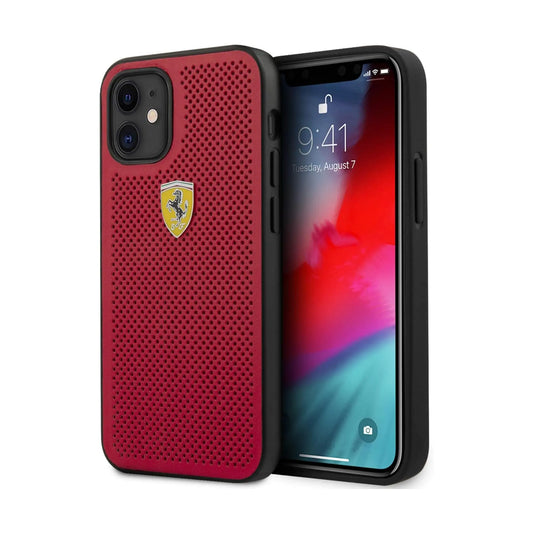 Ferrari FESPEHCP12SRE On Track Perforated Case, Rot – iPhone 12 mini