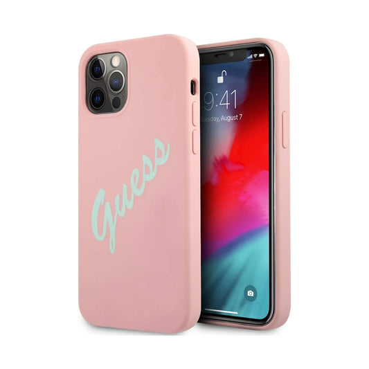Guess GUHCP12LLSVSPG Hülle Silicone Vintage Grün Pink - iPhone 12 Pro Max