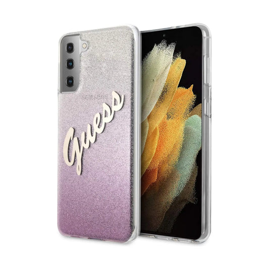 Guess GUHCS21MPCUGLSPI Hülle Glitter Gradient Script Rosa - Galaxy S21+