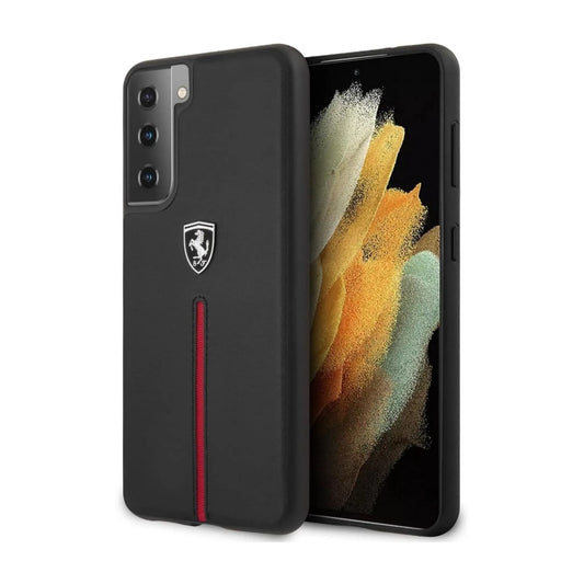 Ferrari FEOSIHCS21SBK Off Track Leder-Nylon Case, Schwarz – Galaxy S21