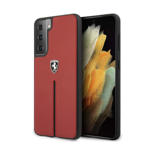 Ferrari FEOSIHCS21SRE Off Track Leder-Nylon Case, Rot – Galaxy S21