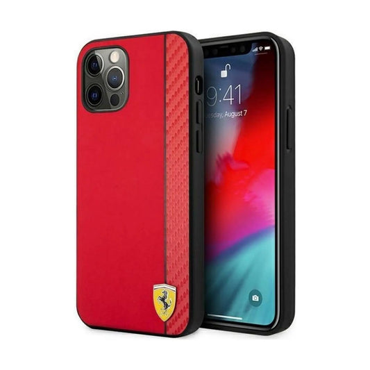 Ferrari FESAXHCP12LRE On Track Carbon Stripe Case, Rot – iPhone 12 Pro Max