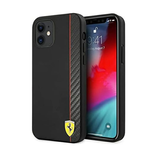 Ferrari FESAXHCP12SBK On Track Carbon Stripe Case, Schwarz – iPhone 12 mini