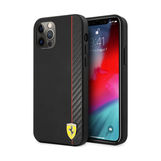 Ferrari FESAXHCP12LBK On Track Carbon Stripe Case, Schwarz – iPhone 12 Pro Max