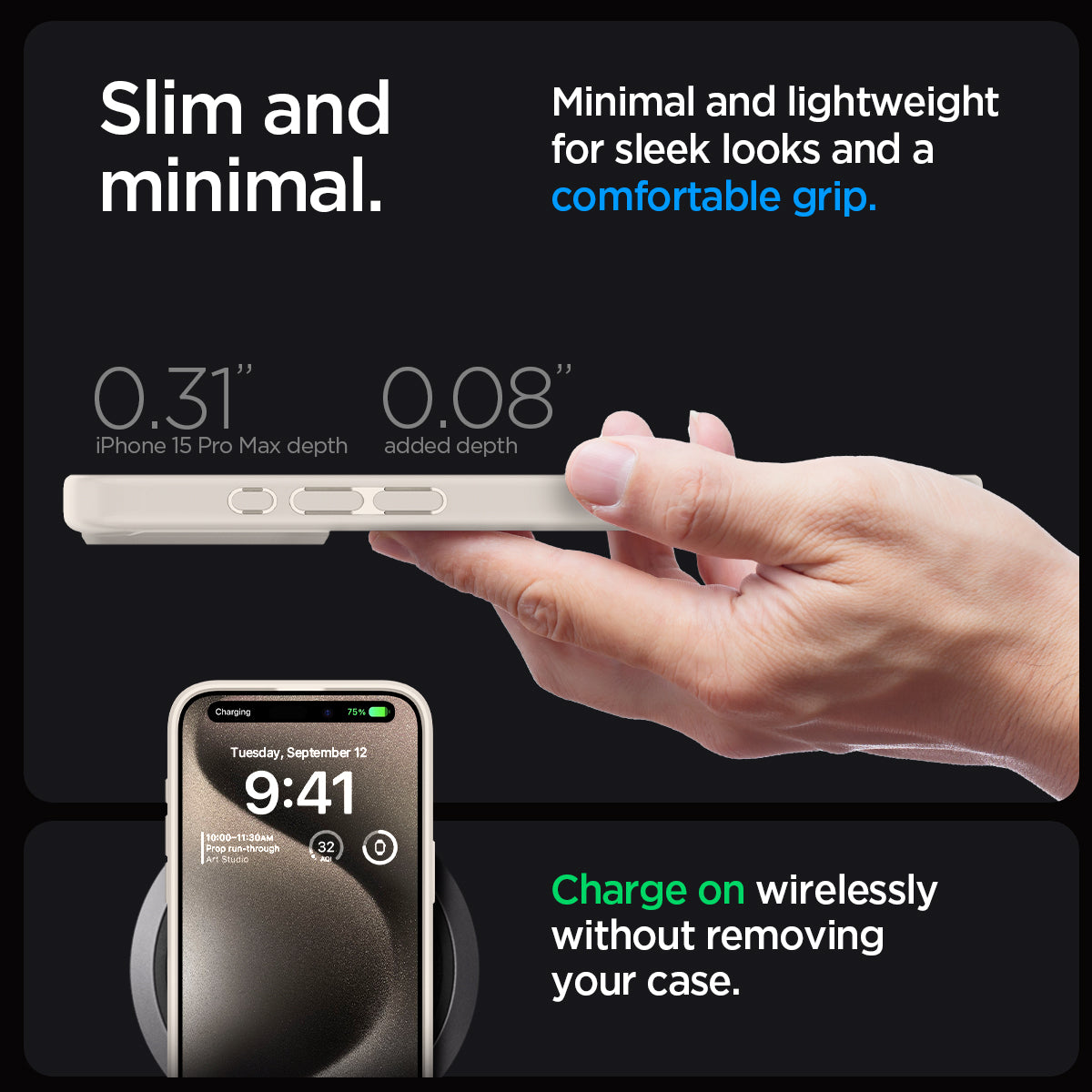 Spigen Ultra Hybrid, natural titanium - iPhone 15 Pro Max