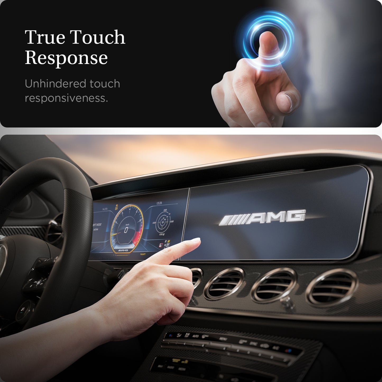 Spigen Mercedes Benz Glass tR EZ Fit Anti Glare Screen Protector 2 Pack - E-Class 2021/2020