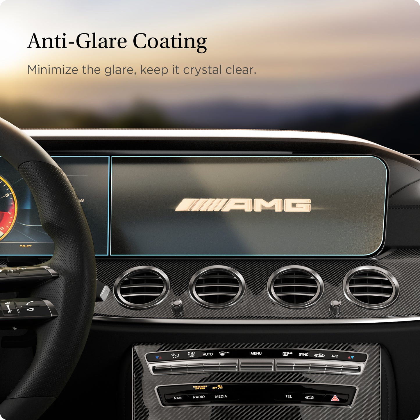 Spigen Mercedes Benz Glass tR EZ Fit Anti Glare Screen Protector 2 Pack - E-Class 2021/2020