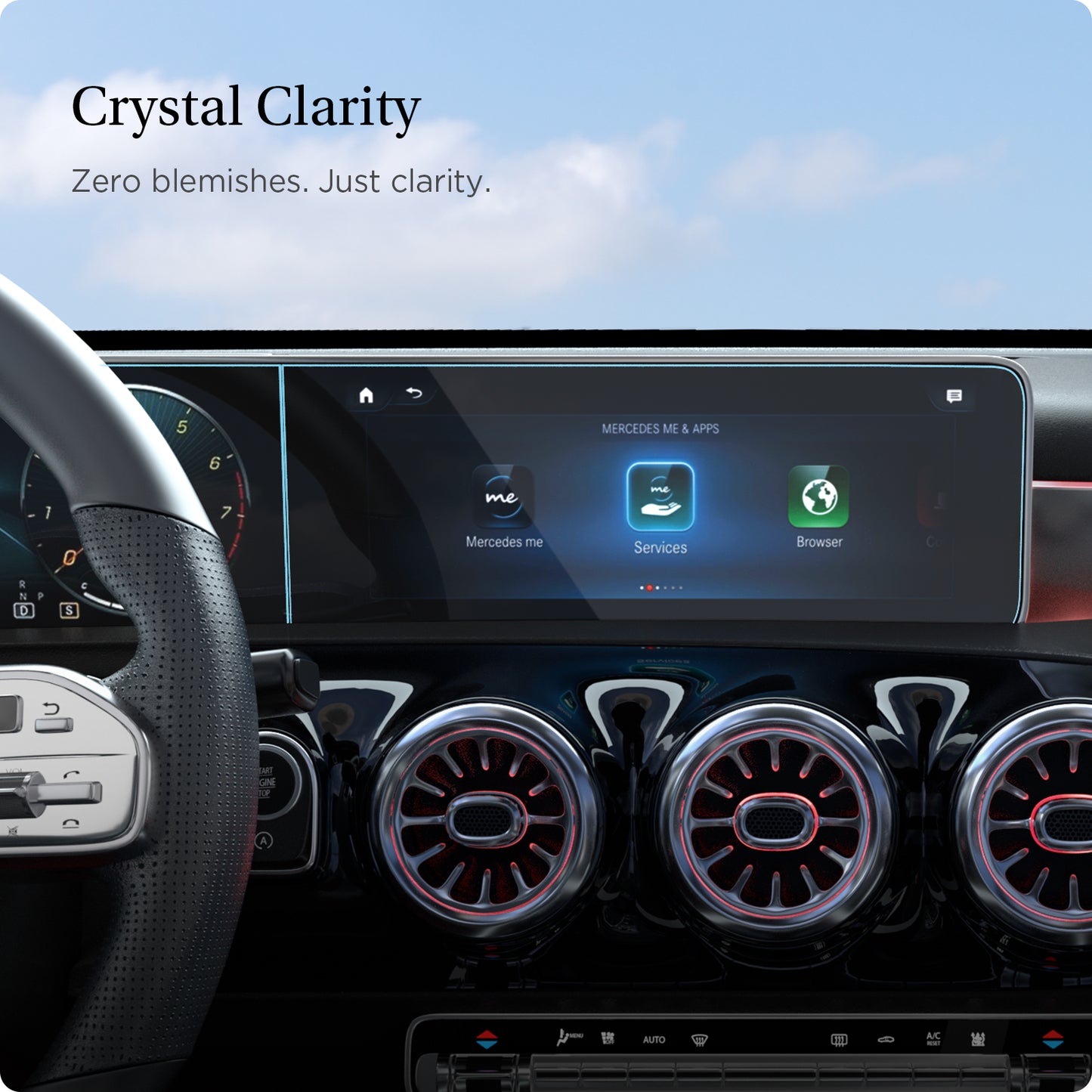 Spigen Mercedes Benz Glass tR EZ Fit Crystal Clear Screen Protector 2 Pack - A-Class 2021/2020