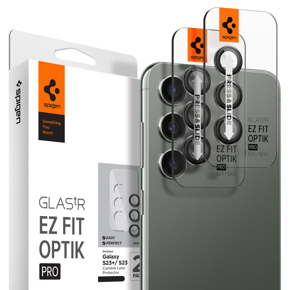 Spigen Glass EZ Fit Optik Pro 2 Pack, black - Samsung Galaxy S23/Galaxy S23+/Galaxy S24