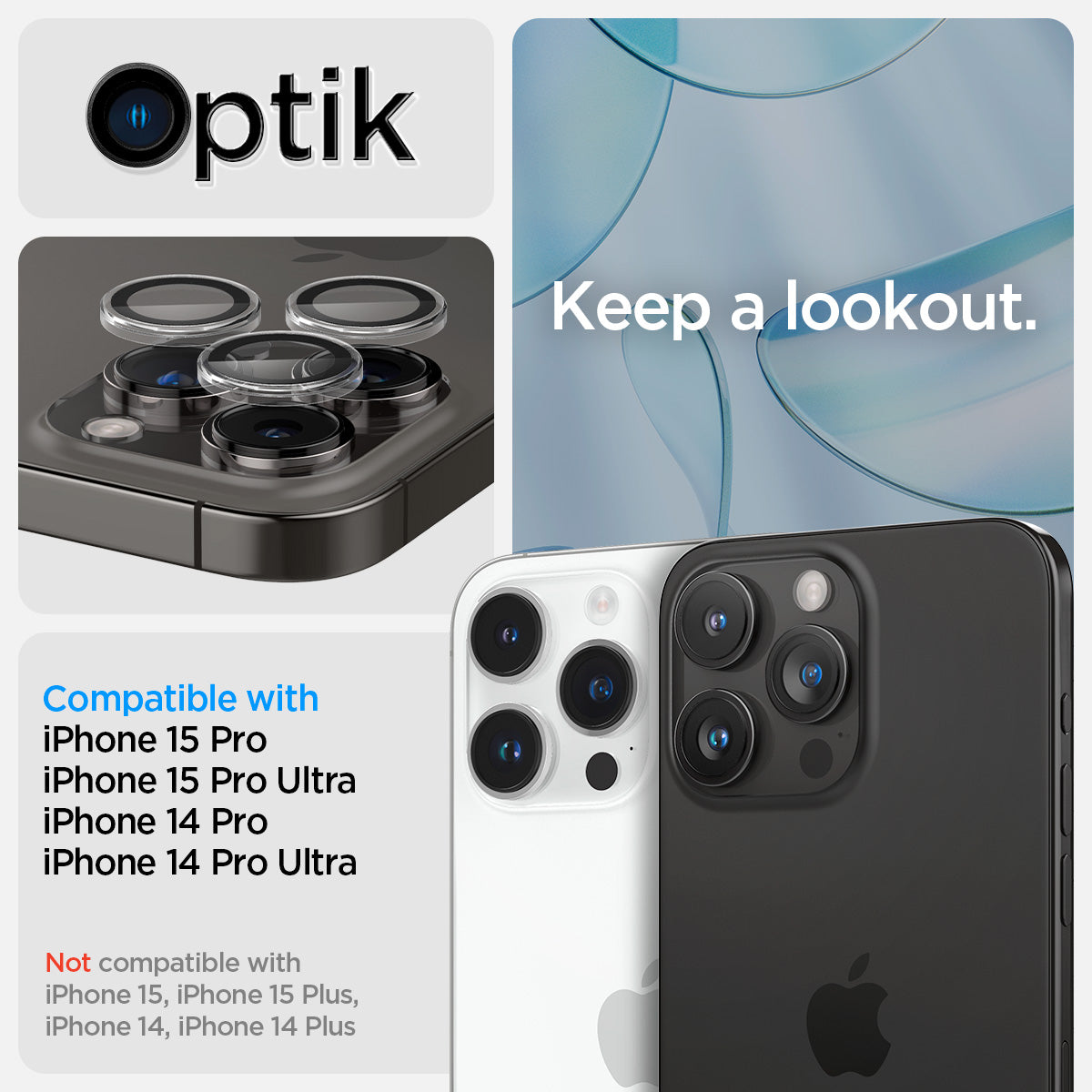 Spigen Glass tR EZ Fit Optik Pro 2 Pack, crystal clear - iPhone 15 Pro/15 Pro Max/14 Pro/14 Pro Max