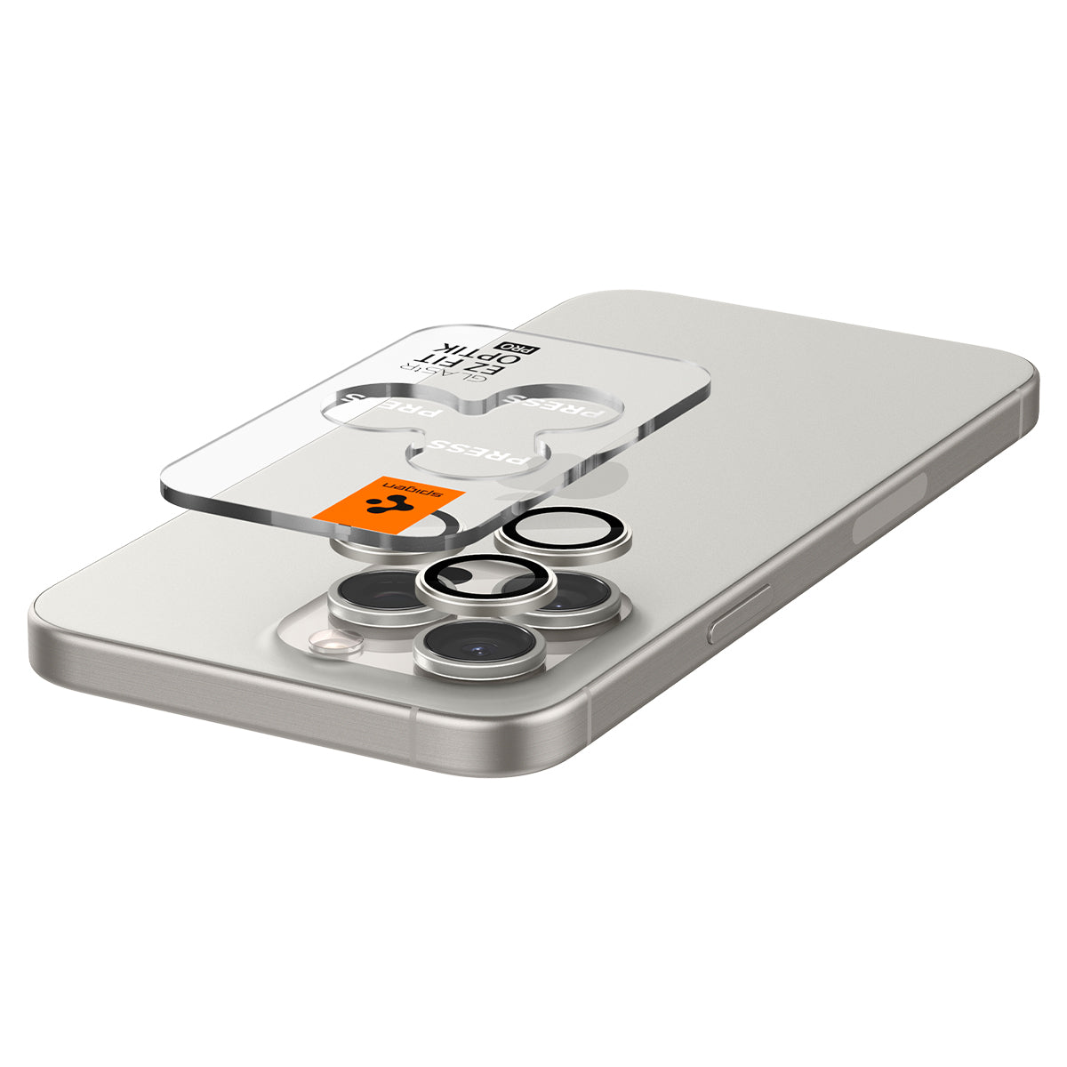 Spigen Glass tR EZ Fit Optik Pro 2 Pack, white titanium - iPhone 15 Pro/15 Pro Max