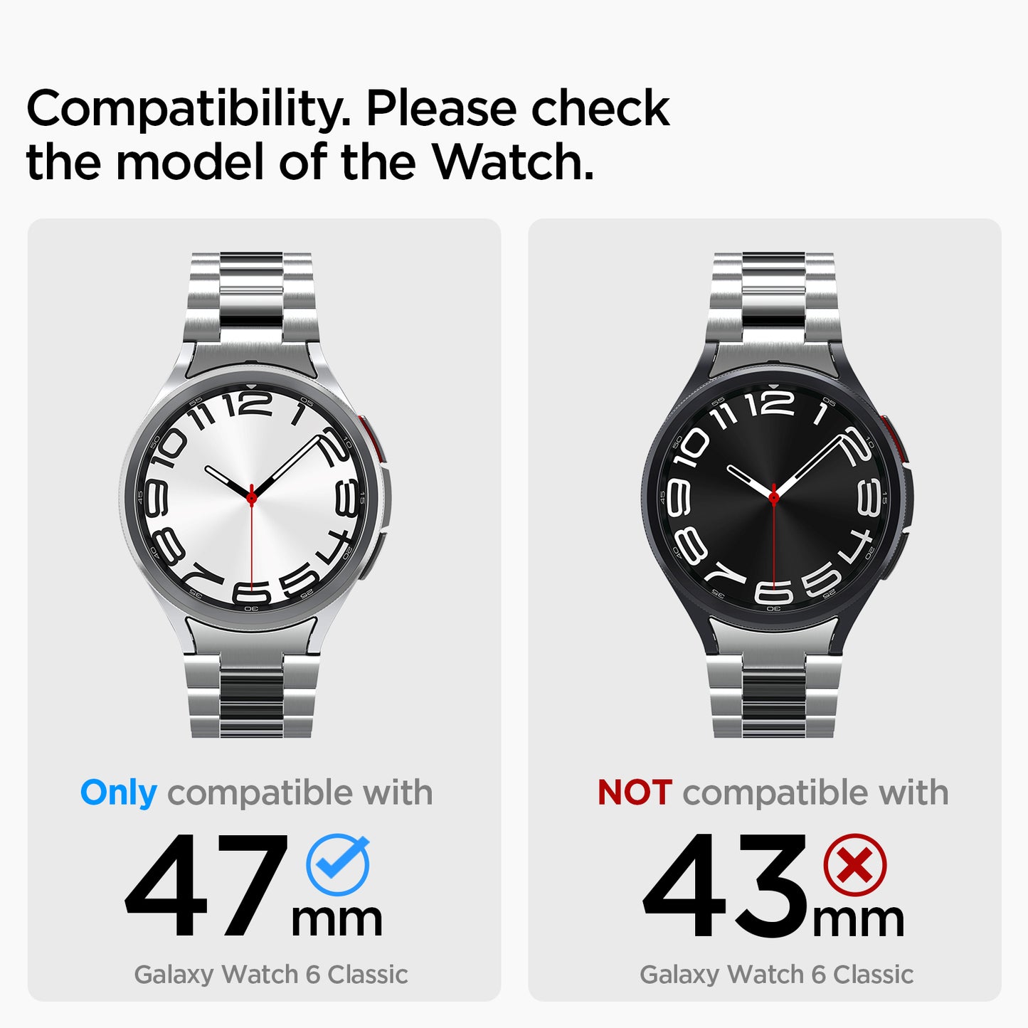 Spigen Modern Fit 316L Band, silver - Samsung Galaxy Watch6 Classic 47mm