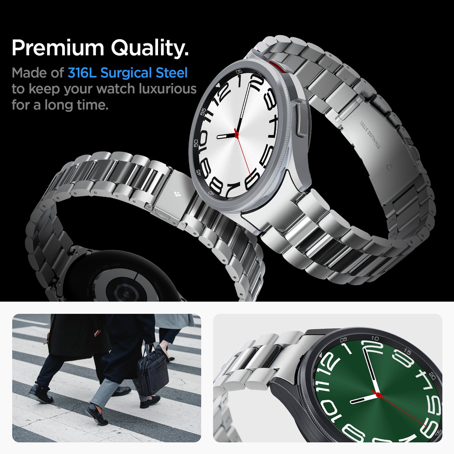 Spigen Modern Fit 316L Band, silver - Samsung Galaxy Watch6 Classic 47mm