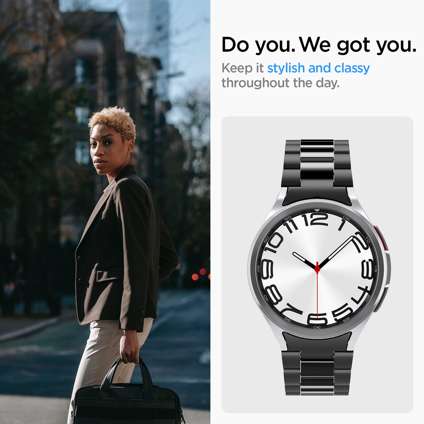 Spigen Modern Fit 316L Band, black - Samsung Galaxy Watch6 Classic 47mm