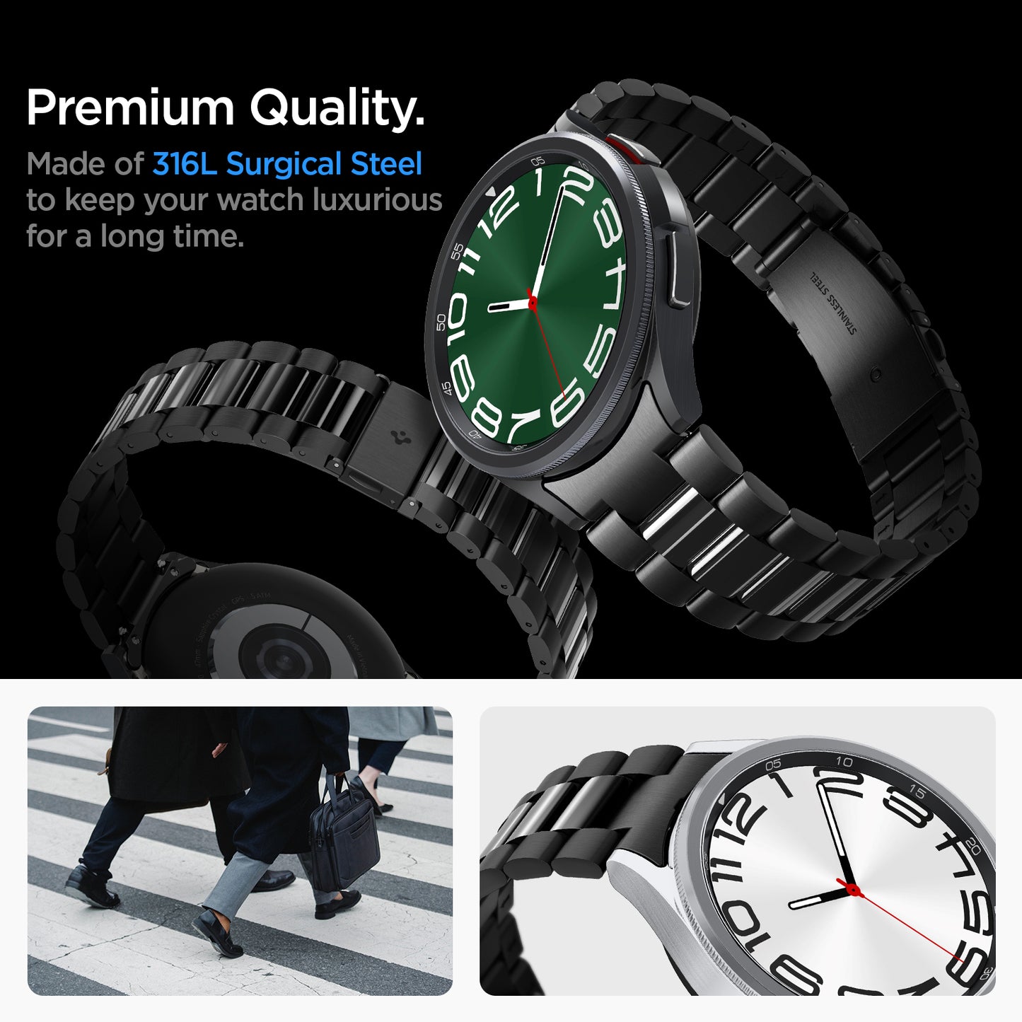 Spigen Modern Fit 316L Band, black - Samsung Galaxy Watch6 Classic 47mm