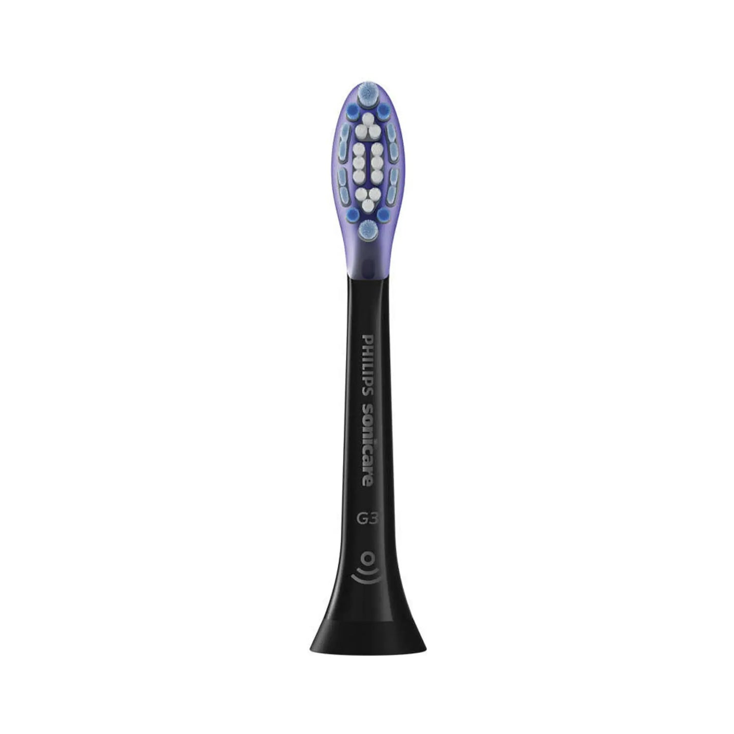 Das Bild zeigt die Philips Sonicare Original G3 GumCare Aufsteckbürste in Schwarz aus der Frontansicht.