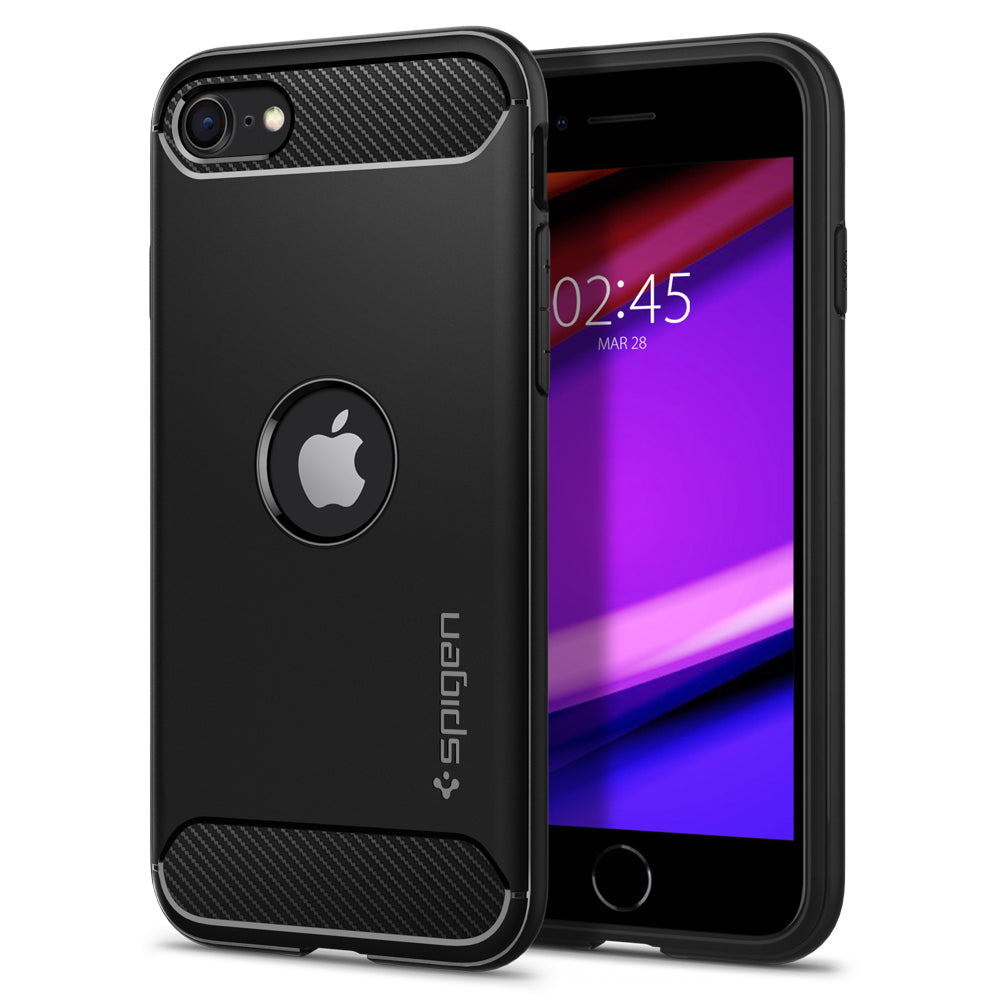 Spigen Rugged Armor, black - iPhone SE (2022/2020)