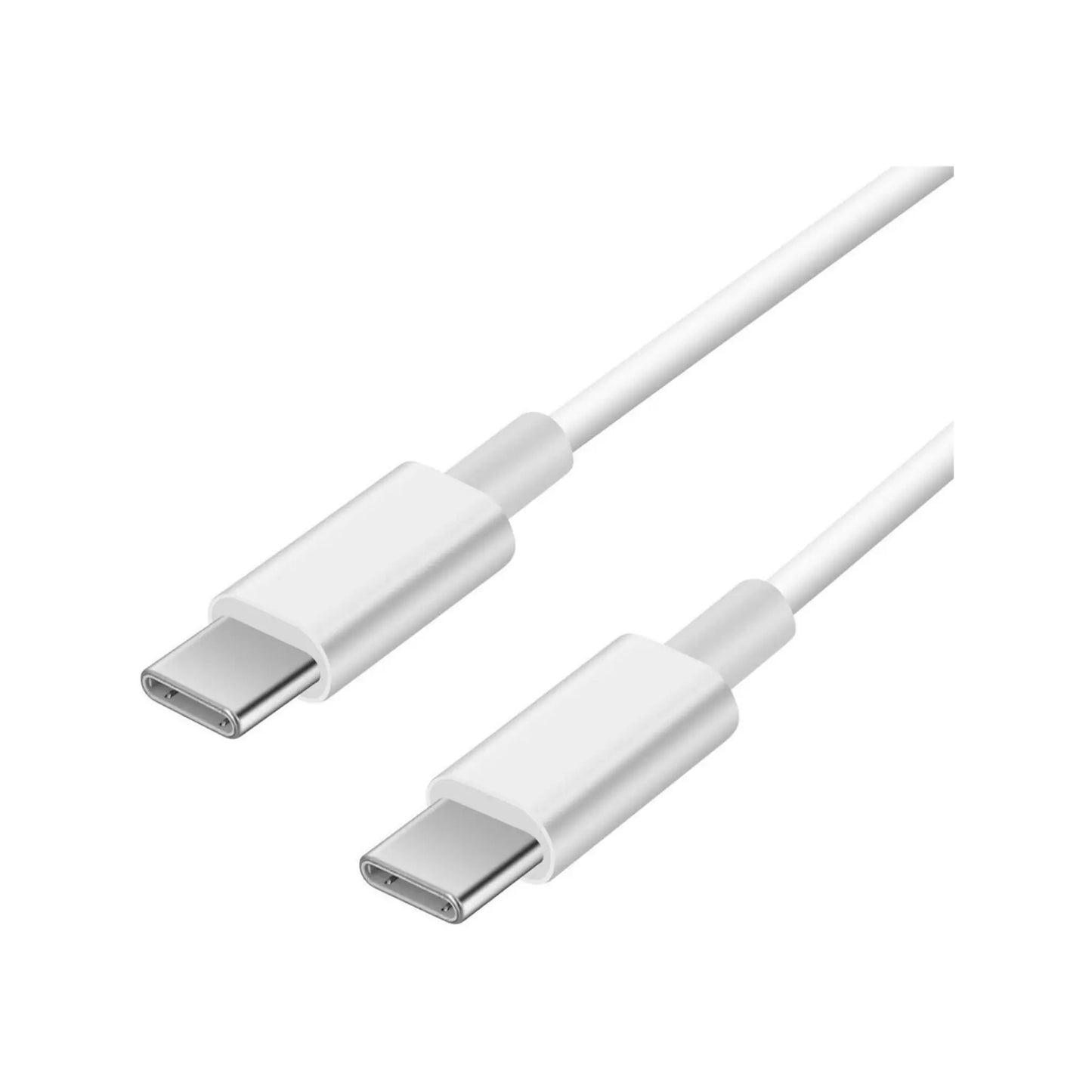 Das Bild zeigt das Apple Datenkabel USB-C auf USB-C in Weiß aus der Detailansicht.
