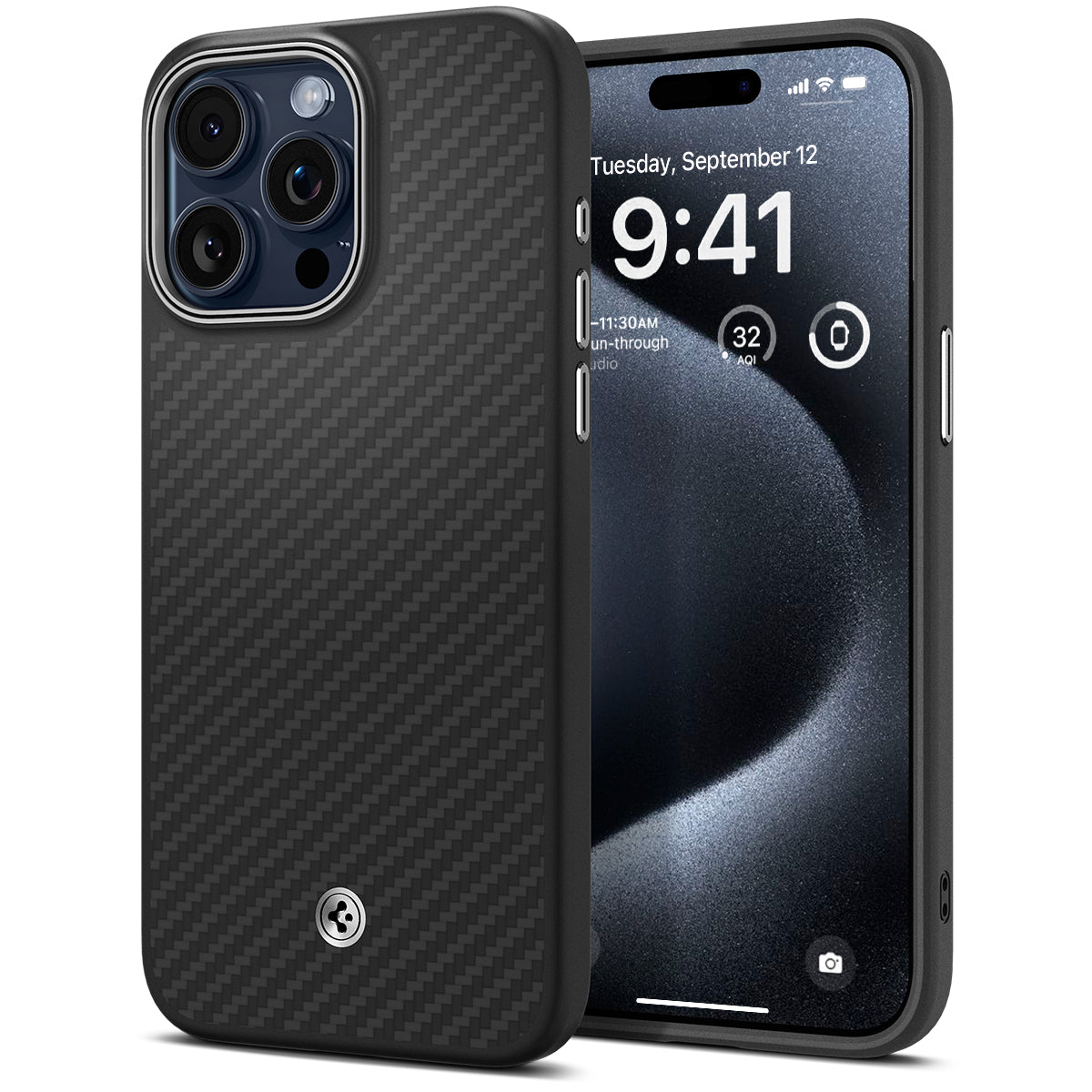 Spigen Enzo Aramid, matte black - iPhone 15 Pro Max