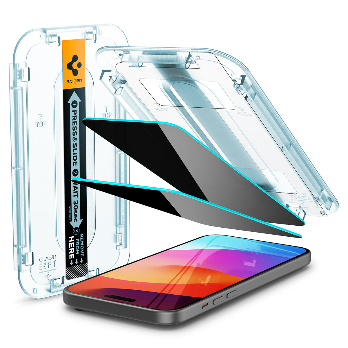 Spigen Glass tR EZ Fit (Privacy) 2 Pack, transparency - iPhone 15
