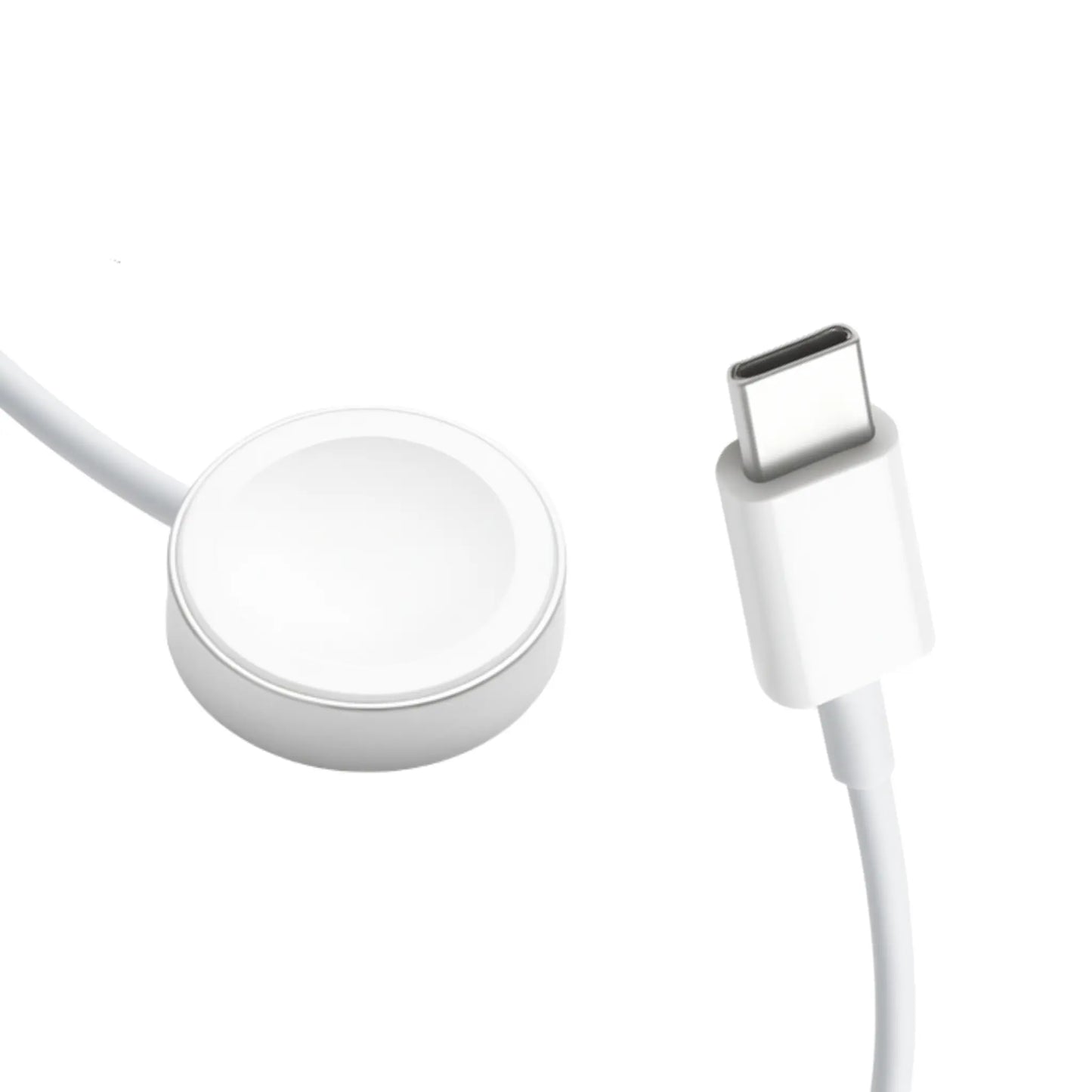 Das Bild zeigt das Firelia Apple Watch MagSafe Ladegerät mit USB-C Anschluss.