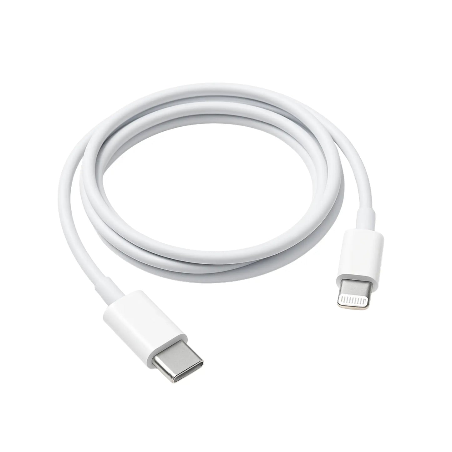 Das Bild zeigt das Firelia Datenkabel USB-C auf Lightning in Weiß.