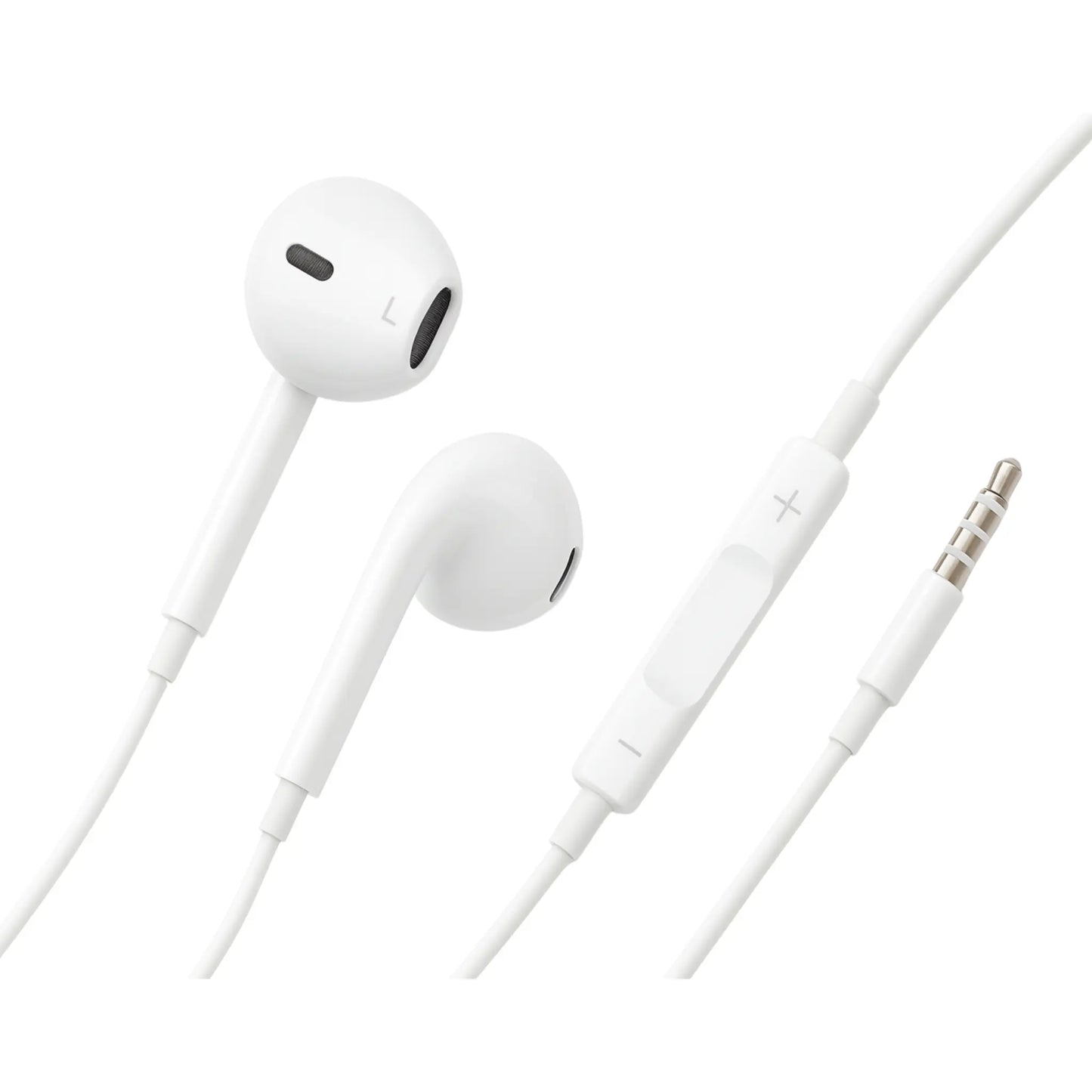 Das Bild zeigt die Firelia EarPods Kopfhörer mit Aux-Anschluss in Weiß.