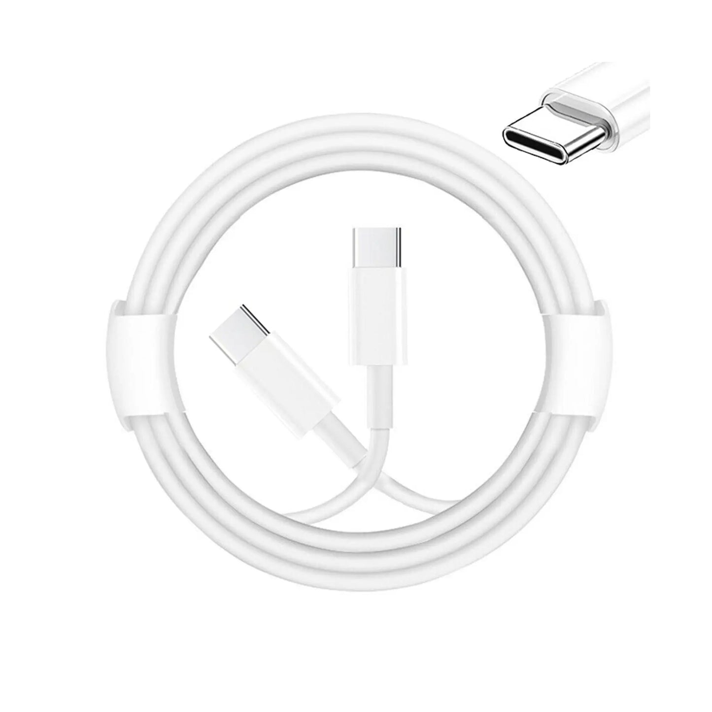 Das Bild zeigt das Firelia Ladekabel USB-C in Weiß aus der Frontansicht.